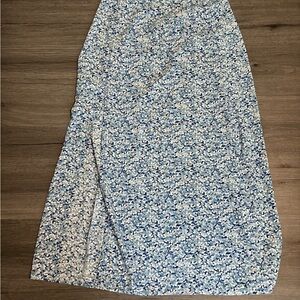 SHEIN Blue and White Floral Maxi Skirt